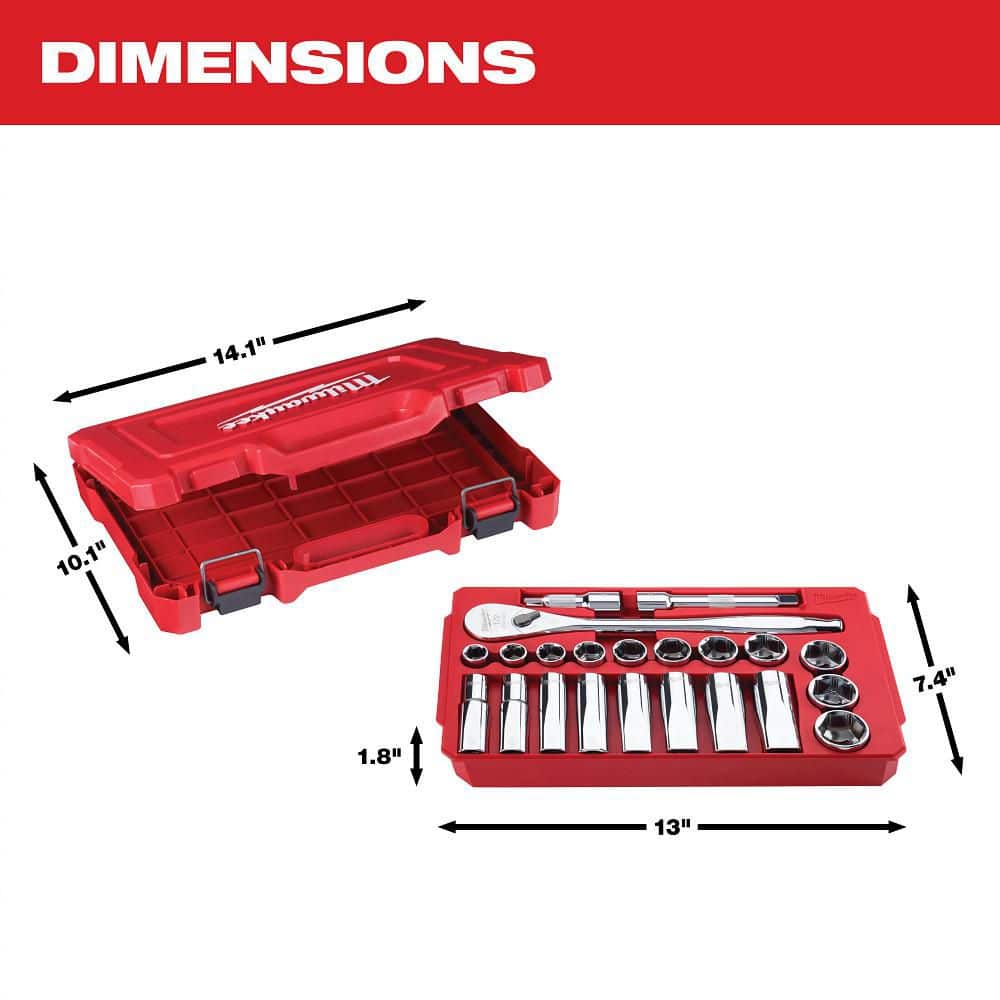 Milwaukee 1/2 in. and 1/4 in. Drive SAE/Metric Ratchet & Socket Mechanics Tool Set, 72-Piece