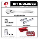 Milwaukee 1/2 in. and 1/4 in. Drive SAE/Metric Ratchet & Socket Mechanics Tool Set, 72-Piece