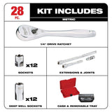Milwaukee 1/4 in. Drive SAE & Metric Ratchet and Socket Mechanics Tool Set, 54-Piece (48-22-9404 + 48-22-9504)