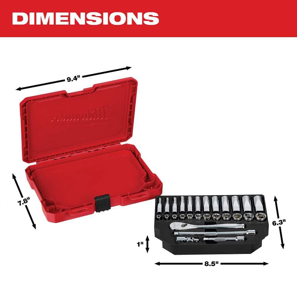 Milwaukee 1/4 in. Drive SAE & Metric Ratchet and Socket Mechanics Tool Set, 54-Piece (48-22-9404 + 48-22-9504)
