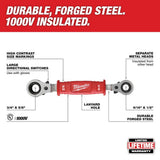Milwaukee Lineman's 4-in-1 Insulated Ratcheting Box Wrench, 1/2, 9/16, 5/8, 3/4 SAE