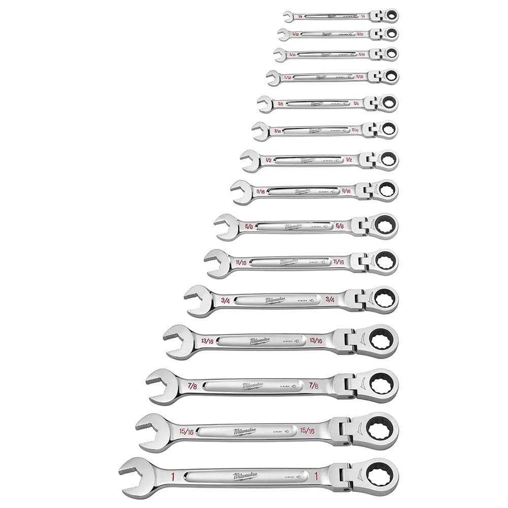Milwaukee 144-Position Flex-Head Ratcheting Combination Wrench Set SAE with Screwdriver Set (25-Piece)