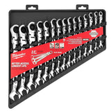 Milwaukee 144-Position Flex-Head Ratcheting Combination Wrench Set, Metric, with Hook & Pick Set (19-Piece)