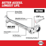 Milwaukee 144-Position Flex-Head Ratcheting Combination Wrench Set, Metric, with Hook & Pick Set (19-Piece)