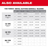 Milwaukee TORCH 9 in. 18 TPI Bi-Metal Metal Reciprocating Saw Blades, Medium Metal, 10-Pack (48-00-1788)