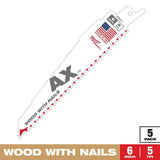 Milwaukee 6 in. 5 TPI AX SAWZALL Reciprocating Saw Blades for Nail-Embedded Wood (5-Pack)