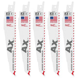 Milwaukee 6 in. 5 TPI AX SAWZALL Reciprocating Saw Blades for Nail-Embedded Wood (5-Pack)