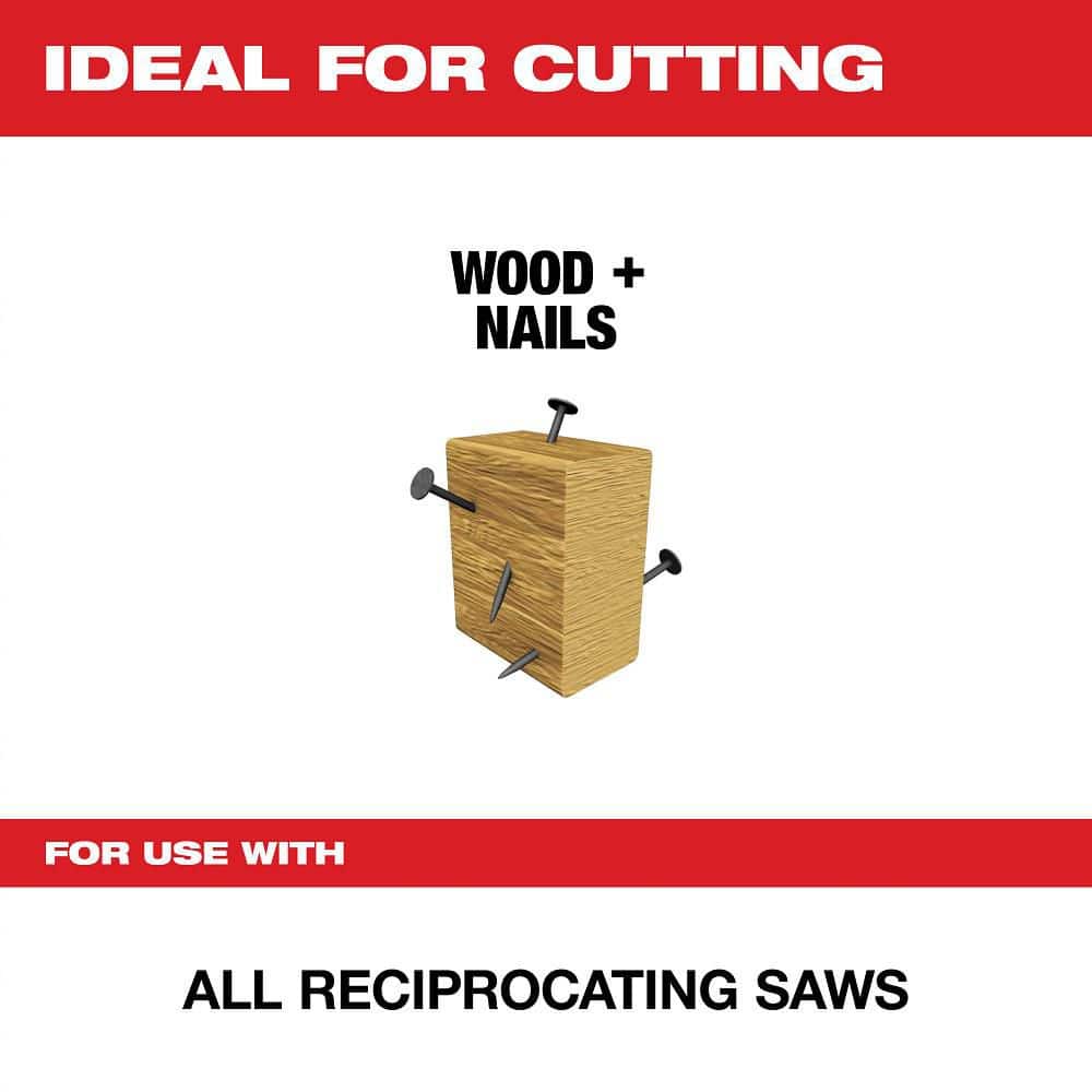 Milwaukee 6 in. 5 TPI AX SAWZALL Reciprocating Saw Blades for Nail-Embedded Wood (5-Pack)