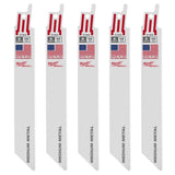 Milwaukee 48-00-5182 SAWZALL Reciprocating Saw Blades, 6 in., 14 TPI, Medium Metal, Bi-Metal, 5-Pack