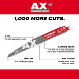 Milwaukee 9 in. 5 TPI THE AX Carbide Teeth Reciprocating Saw Blades for Nail-Embedded Wood, 2-Pack