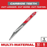 Milwaukee 12 in. 6 TPI WRECKER Carbide Teeth Multi‑Material SAWZALL Reciprocating Saw Blade