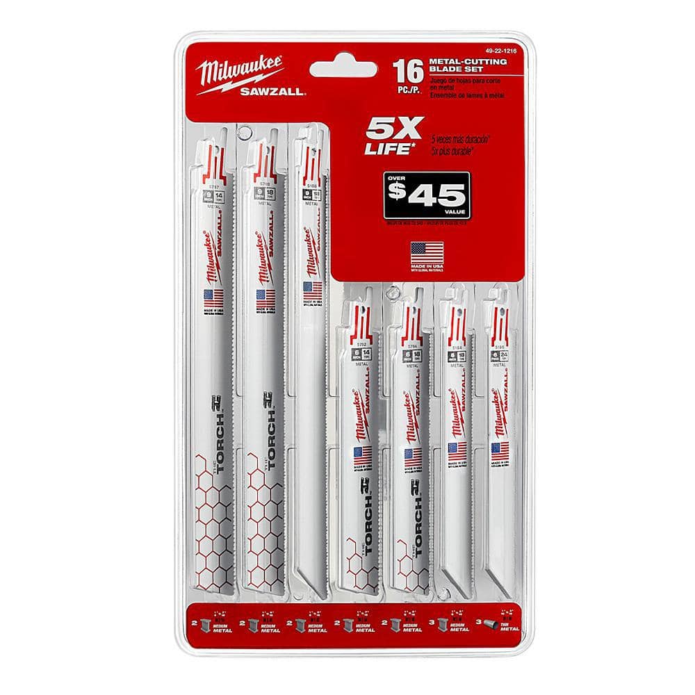 Milwaukee SAWZALL Wood & Metal Cutting Bi‑Metal Reciprocating Saw Blade Set, 26‑Piece (with Case)