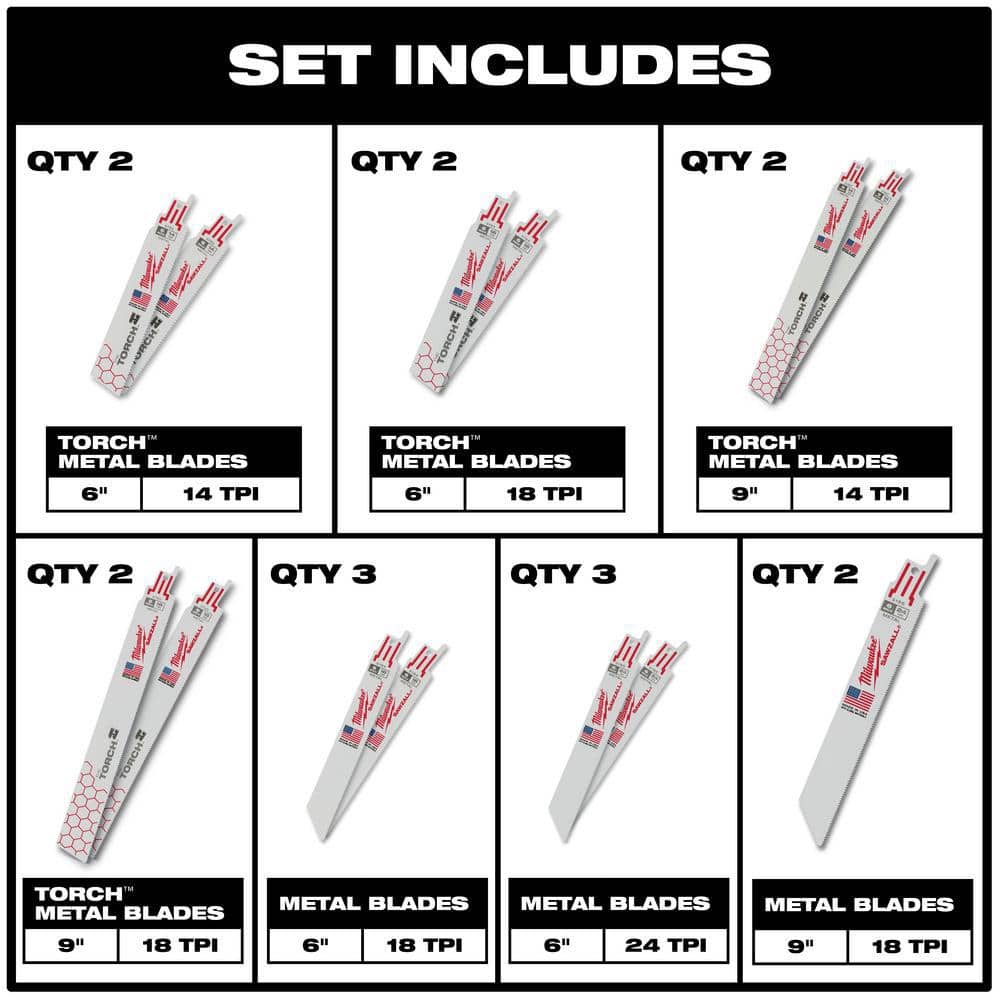 Milwaukee SAWZALL Wood & Metal Cutting Bi‑Metal Reciprocating Saw Blade Set, 26‑Piece (with Case)