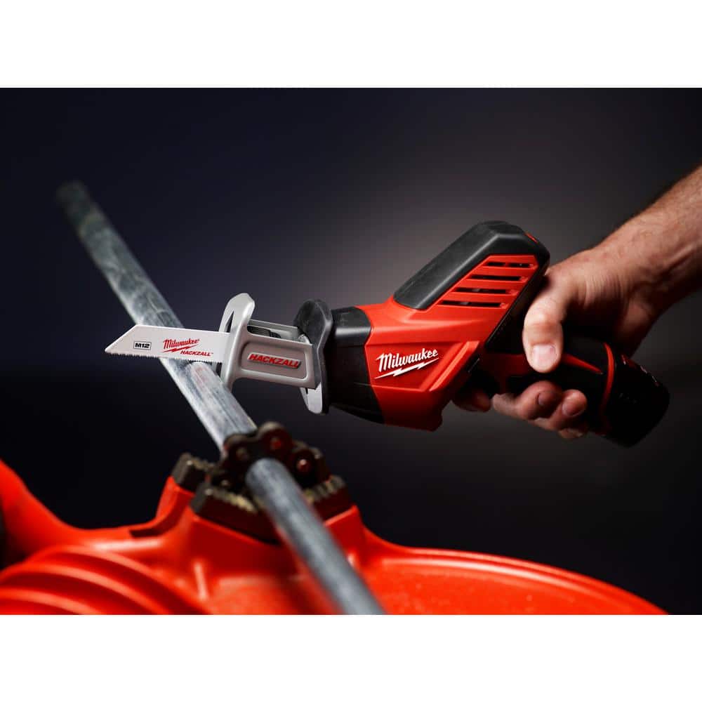 Milwaukee M12 12V Lithium-Ion HACKZALL Cordless Reciprocating Saw Kit with M12 3/8 in. Ratchet and 6.0 Ah XC Battery Pack