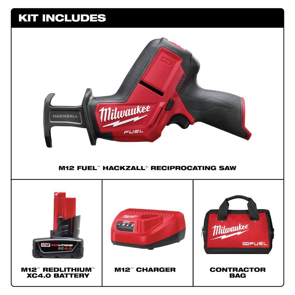 Milwaukee M12 FUEL 12V Lithium-Ion Brushless Cordless HACKZALL Reciprocating Saw Kit with M12 ROCKET Stand Light, 2520-21XC/2132-20