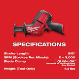Milwaukee M12 FUEL 12V Lithium-Ion Brushless Cordless HACKZALL Reciprocating Saw Kit with M12 3/8 in. Right Angle Drill