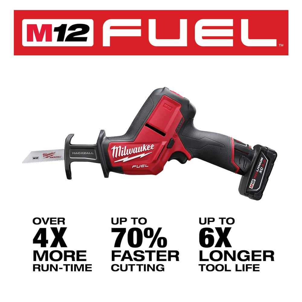 Milwaukee M12 FUEL 12V Lithium-Ion Brushless Cordless HACKZALL Reciprocating Saw Kit with M12 Rotary Tool (2520-21XC/2460-20)