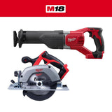 Milwaukee M18 18V Lithium-Ion Cordless SAWZALL Reciprocating Saw and 6-1/2 in. Circular Saw (Tool-Only)