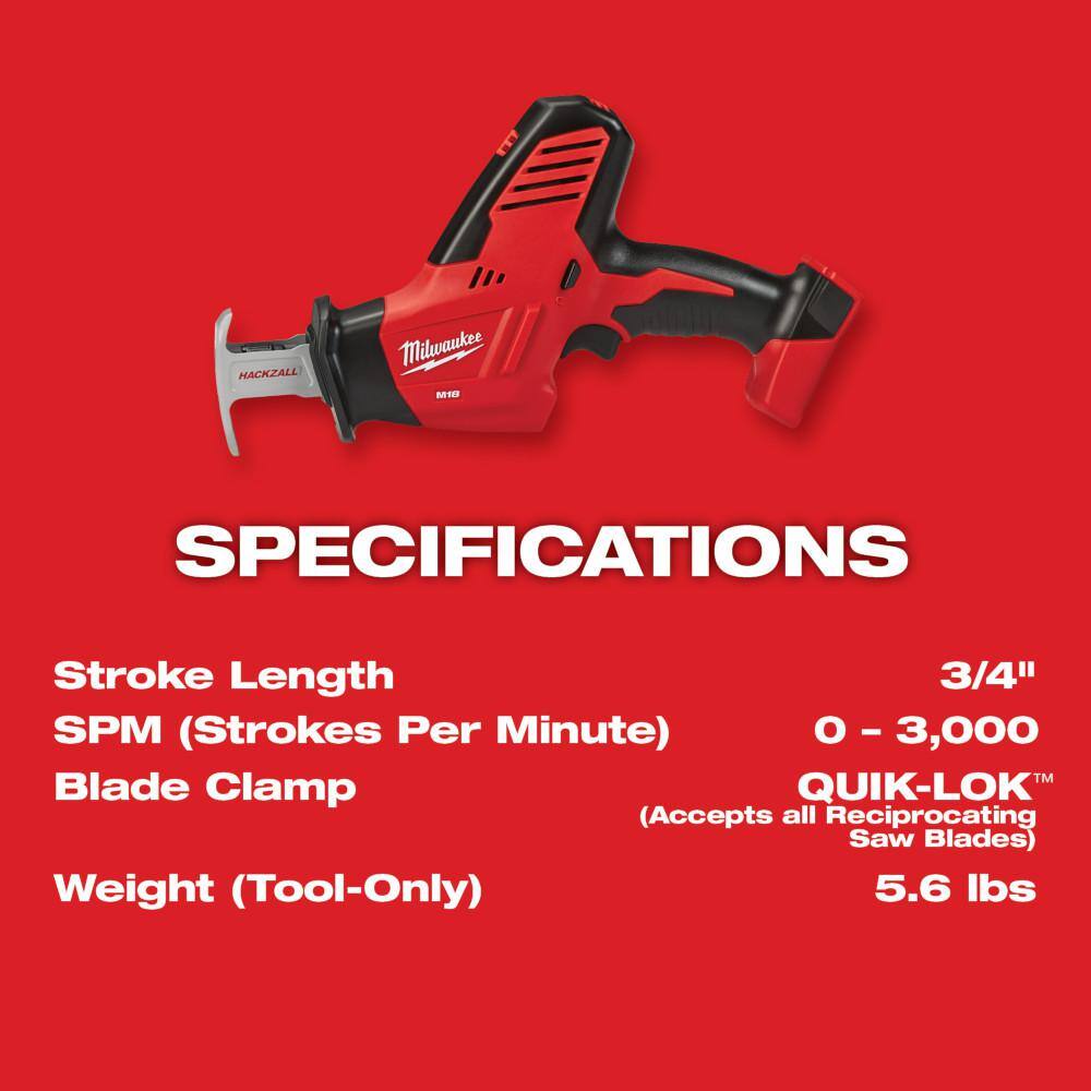 Milwaukee M18 18V Lithium-Ion Cordless HACKZALL Reciprocating Saw with Multi-Tool and XC 5.0Ah Battery