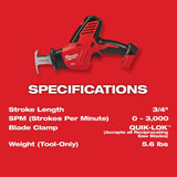 Milwaukee M18 18V Lithium-Ion Cordless HACKZALL Reciprocating Saw with Multi-Tool and XC 5.0Ah Battery