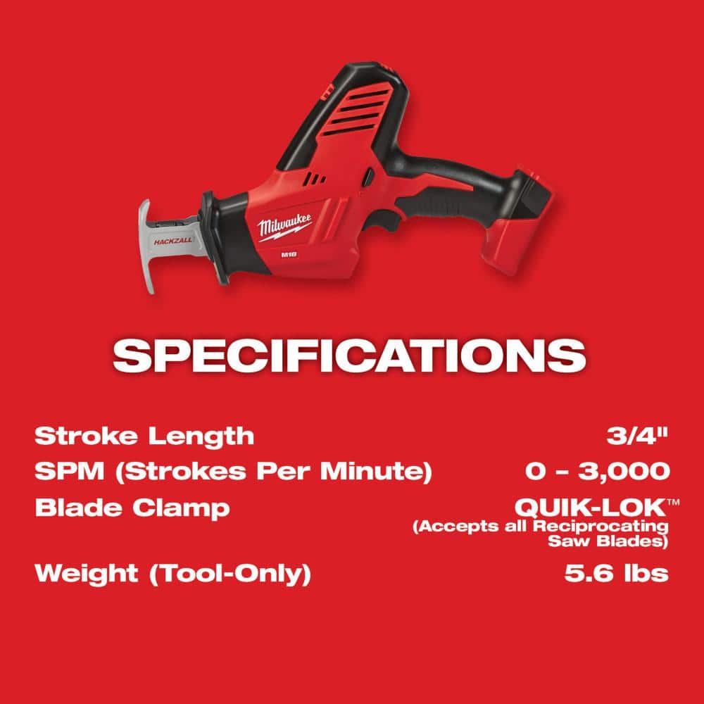 Milwaukee M18 18V Lithium-Ion Cordless HACKZALL Reciprocating Saw with Multi-Tool and XC 5.0Ah Battery