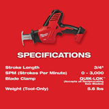 Milwaukee M18 18V Lithium-Ion Cordless HACKZALL Reciprocating Saw with Multi-Tool and XC 5.0Ah Battery