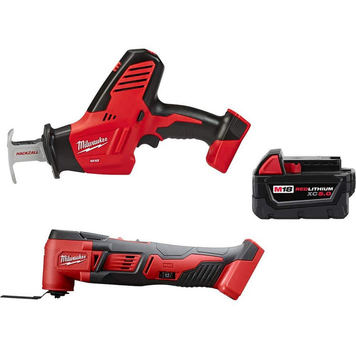 Milwaukee M18 18V Lithium-Ion Cordless HACKZALL Reciprocating Saw with Multi-Tool and XC 5.0Ah Battery