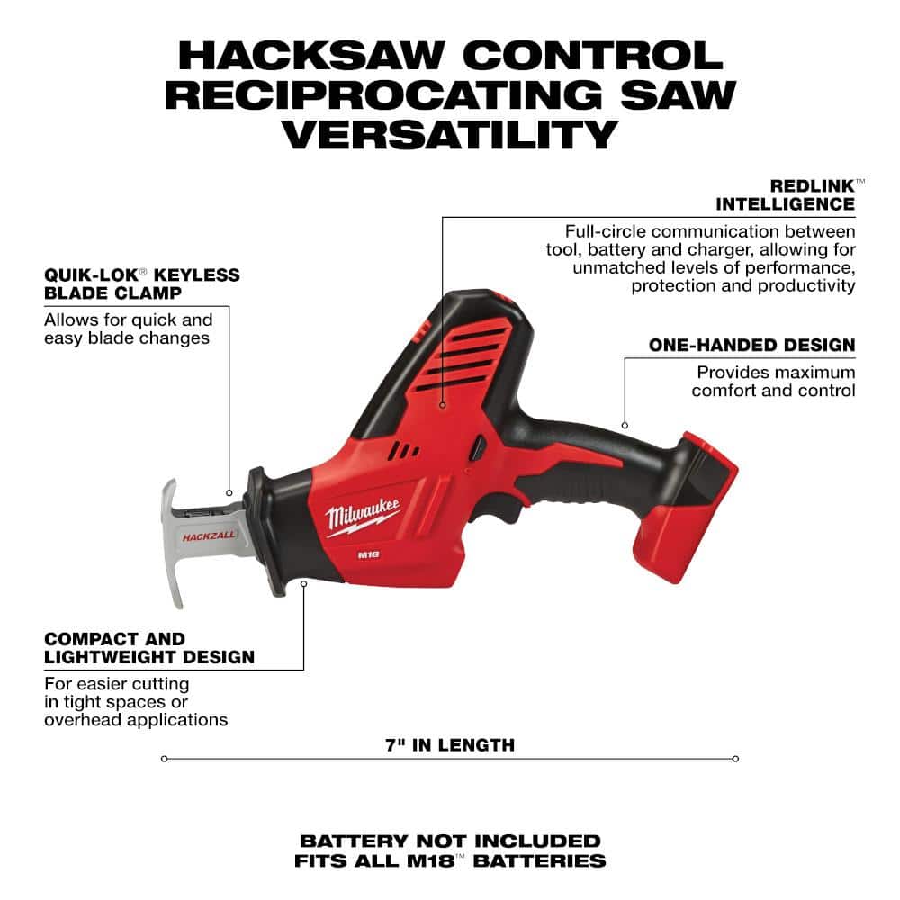 Milwaukee M18 18V Lithium-Ion Cordless HACKZALL Reciprocating Saw with Multi-Tool and XC 5.0Ah Battery