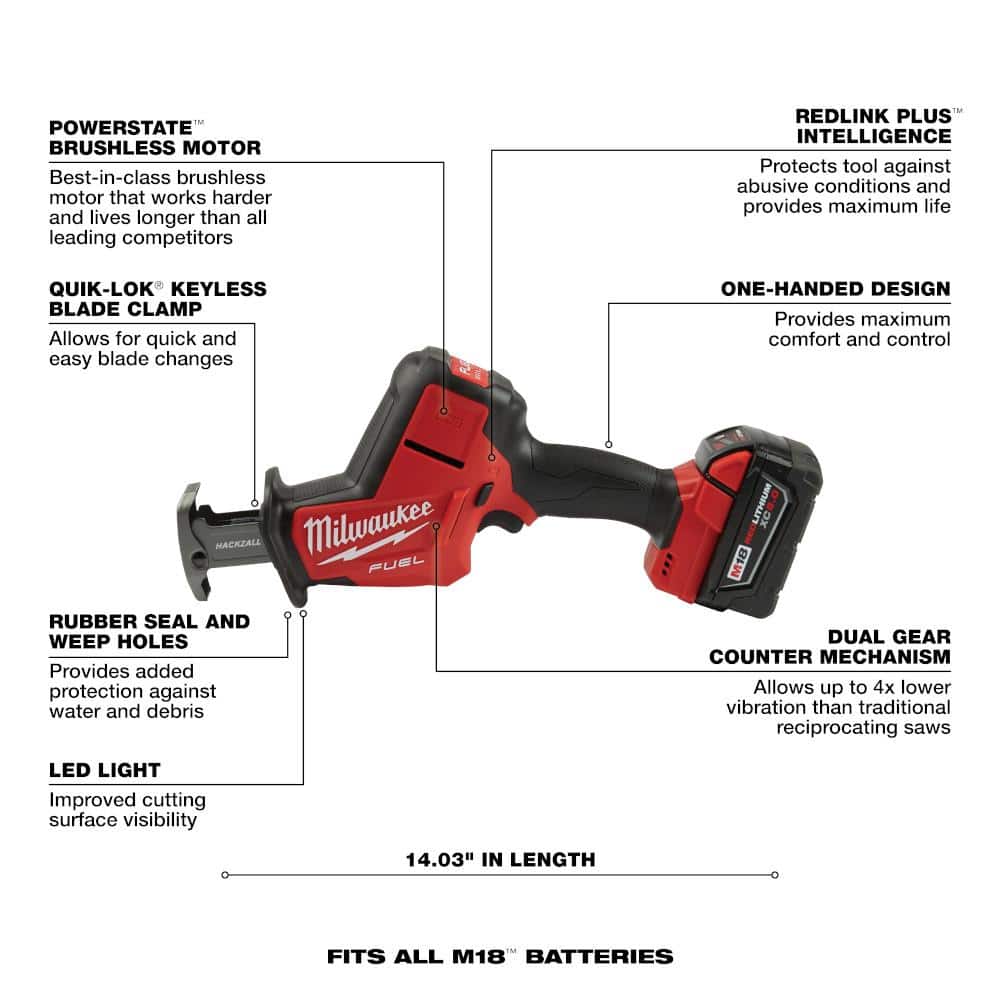 Milwaukee M18 FUEL 18V Brushless Cordless 4-1/2 in./5 in. Angle Grinder with HACKZALL Reciprocating Saw Kit