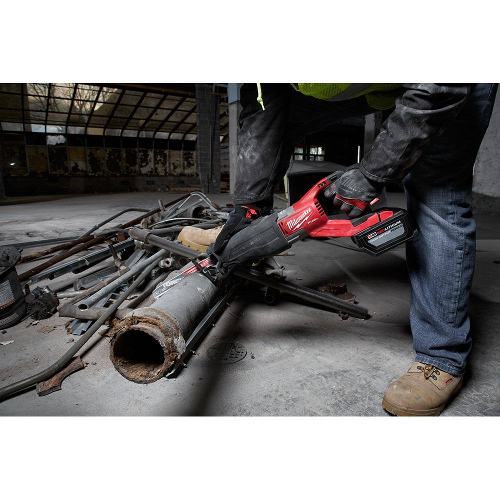 Milwaukee M18 FUEL 18-Volt Lithium-Ion Brushless Cordless SUPER SAWZALL Orbital Reciprocating Saw w/Bandsaw and 8.0Ah Starter Kit