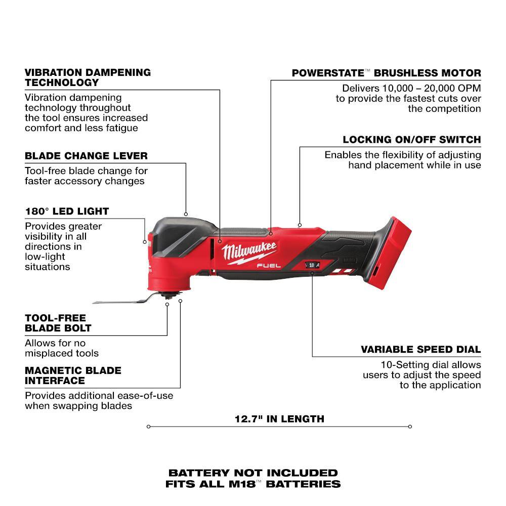 Milwaukee M18 FUEL 18-Volt Lithium-Ion Brushless Cordless Super Sawzall Orbital Reciprocating Saw W/Multi-Tool & 8.0Ah Starter Kit