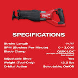 Milwaukee M18 FUEL 18-Volt Lithium-Ion Brushless Cordless Super Sawzall Orbital Reciprocating Saw W/Multi-Tool & 8.0Ah Starter Kit