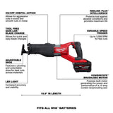 Milwaukee M18 FUEL 18‑Volt Brushless Cordless SUPER SAWZALL Orbital Reciprocating Saw Kit with (1) 12.0Ah Battery