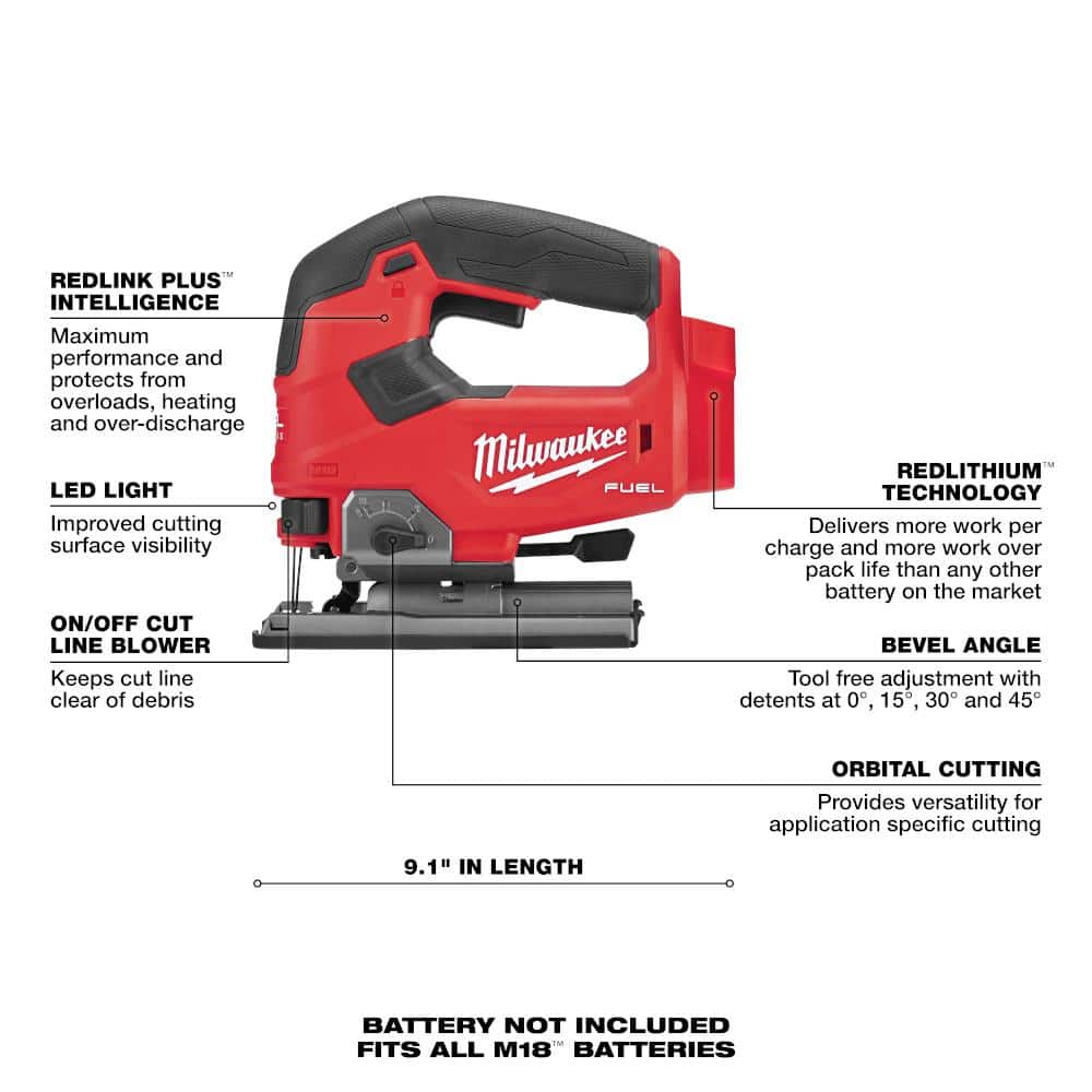 Milwaukee M18 FUEL Gen-2 18V Brushless Cordless 3-Tool Combo: SAWZALL Reciprocating Saw + 7-1/4 in. Circular Saw + D‑Handle Jig Saw (Tool-Only)
