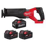 Milwaukee M18 FUEL 18V Lithium-Ion Brushless Cordless SAWZALL Reciprocating Saw Kit with (1) High Output 6.0Ah & (2) 5.0Ah Batteries