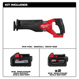 Milwaukee M18 FUEL 18V Lithium-Ion Brushless Cordless SAWZALL Reciprocating Saw Kit with (1) High Output 6.0Ah & (2) 5.0Ah Batteries