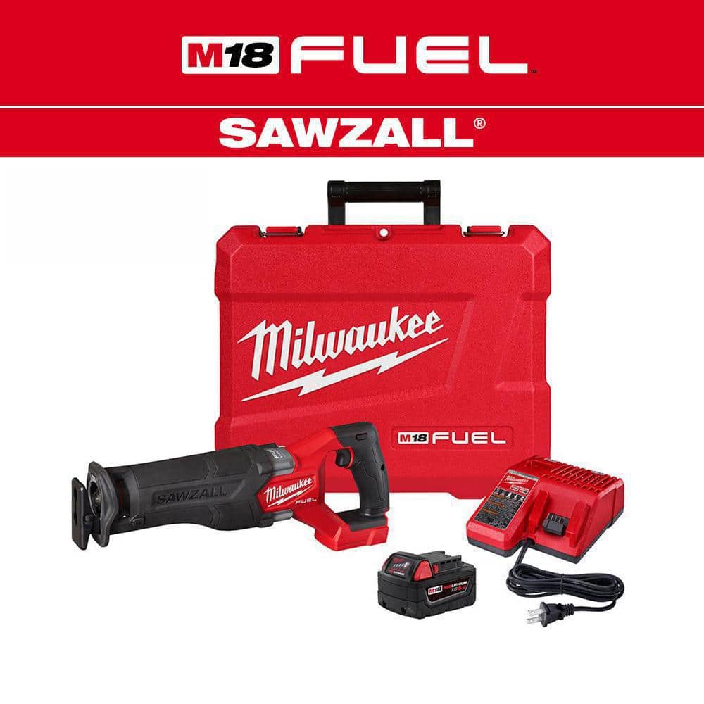 Milwaukee M18 FUEL 18V Brushless Cordless SAWZALL Reciprocating Saw Kit with 5.0Ah Battery, Charger and Case