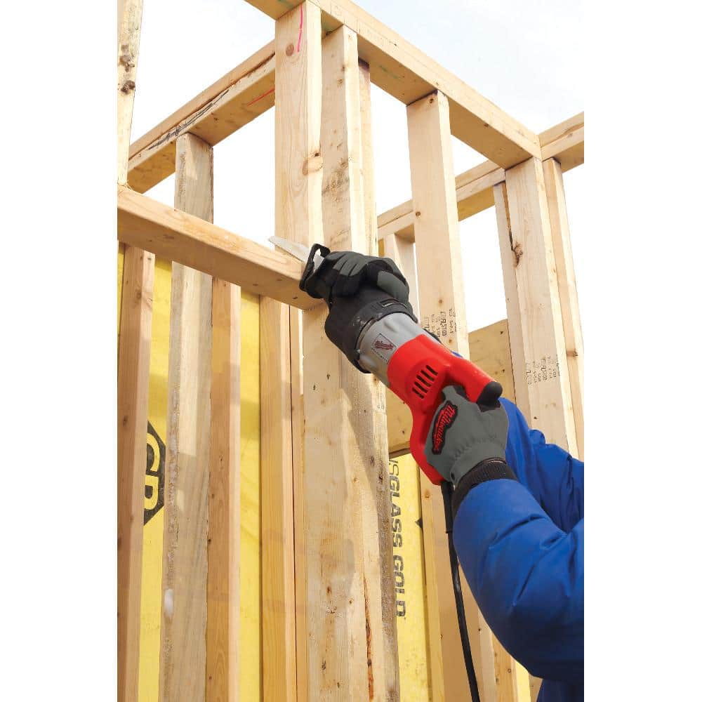Milwaukee 15 Amp 1-1/4 in. Stroke Orbital Super SAWZALL Reciprocating Saw with Hard Case & TORCH Carbide Blade, 8-ft Cord