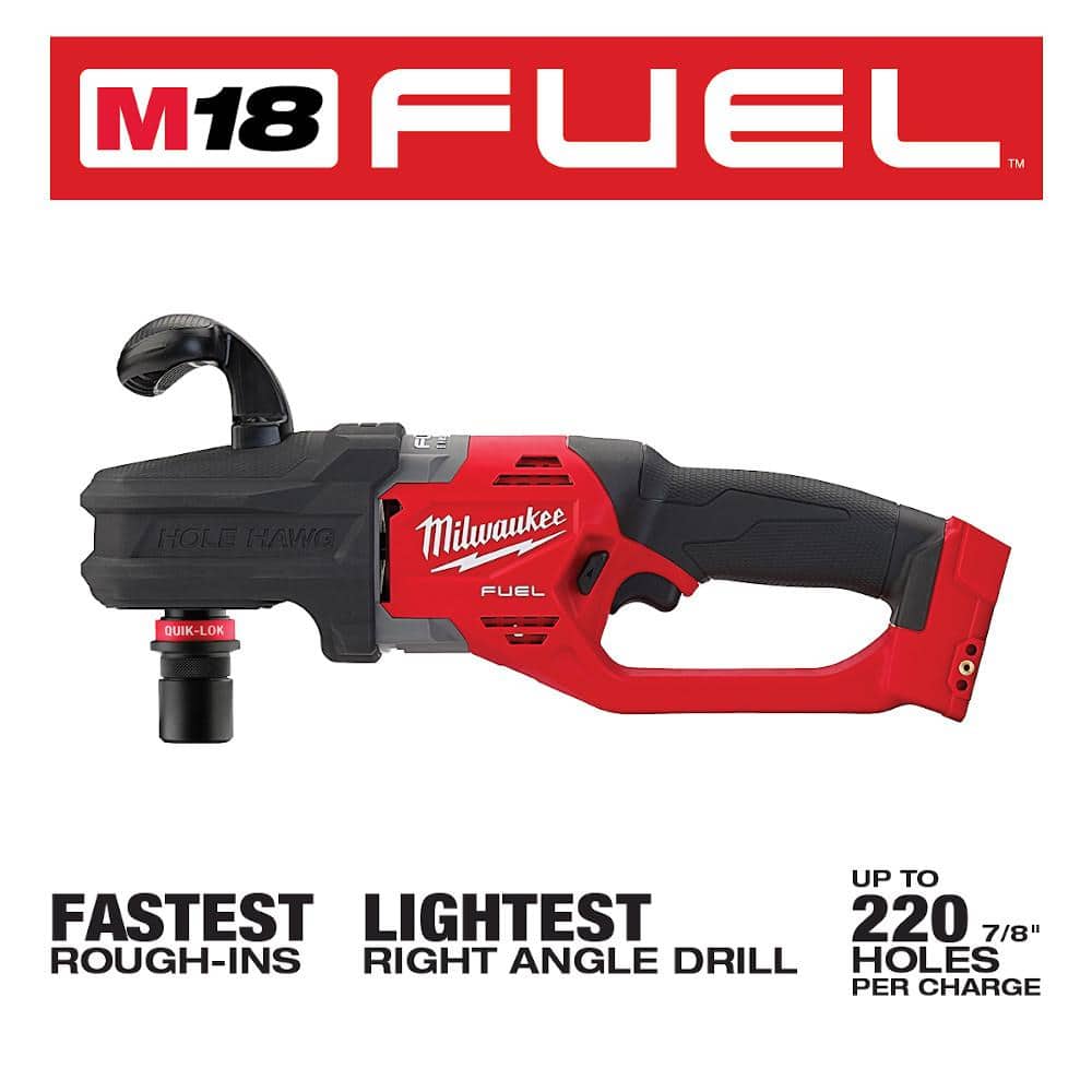 Milwaukee M18 FUEL 18V Brushless Cordless HOLE HAWG 7/16 in. Right Angle Drill w/ QUIK-LOK (Tool-Only)