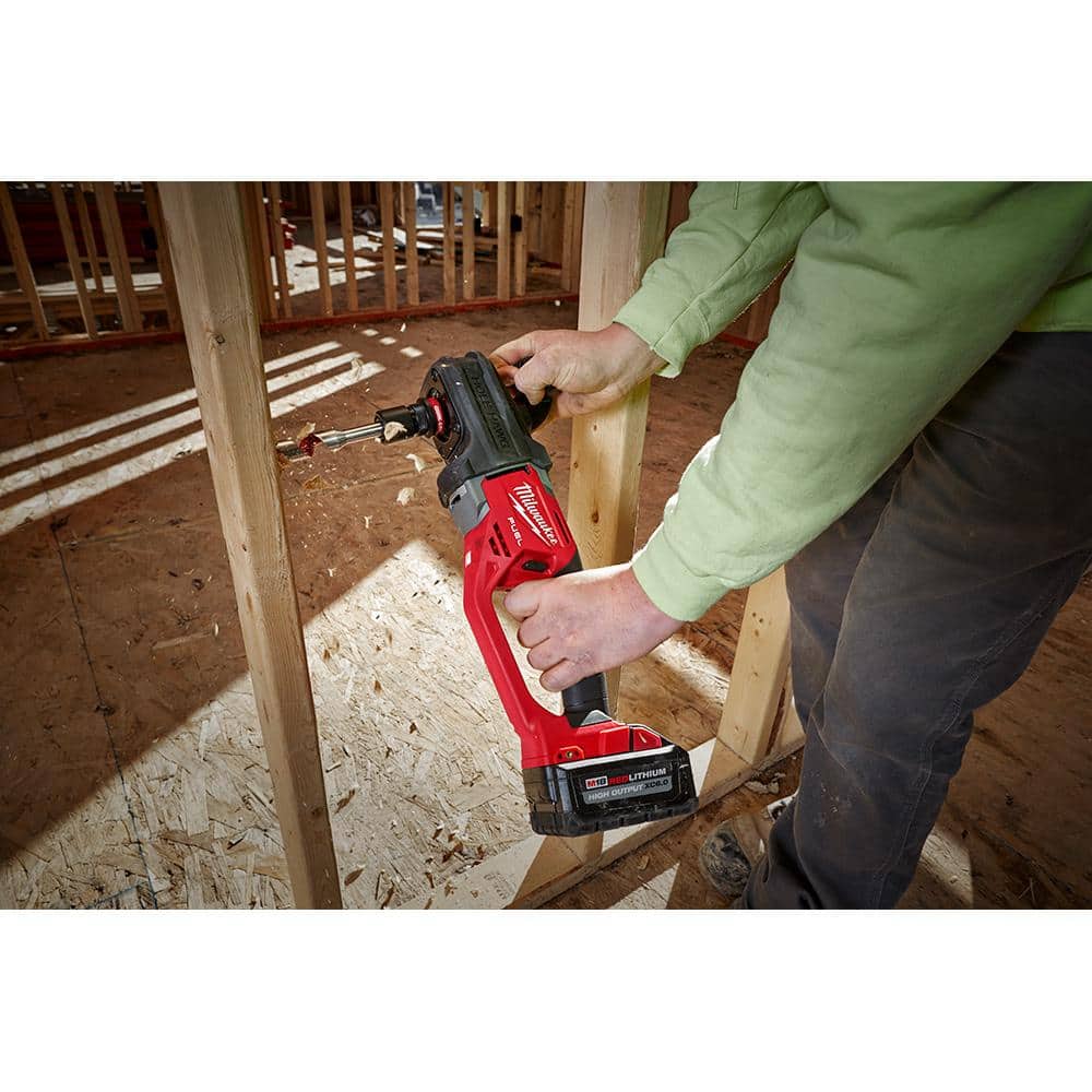 Milwaukee M18 FUEL 18V Lithium-Ion Brushless Cordless Hole Hawg 7/16 in. Right Angle Drill with QUIK-LOK + 9-Pc PACKOUT Hole Saw Kit
