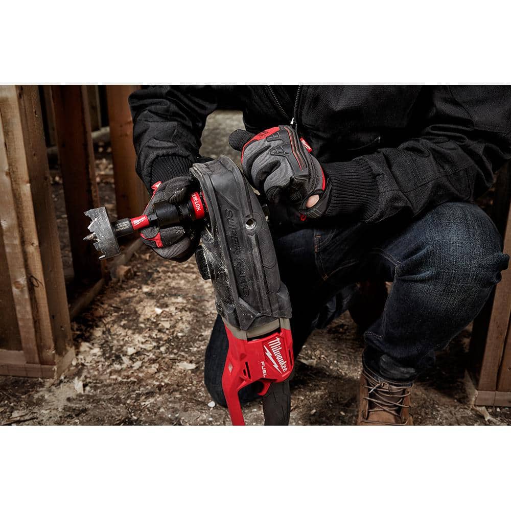 Milwaukee M18 FUEL 18-Volt Lithium-Ion Brushless Cordless GEN 2 SUPER HAWG 7/16 in. Right Angle Drill with 9pc PACKOUT Hole Saw Kit
