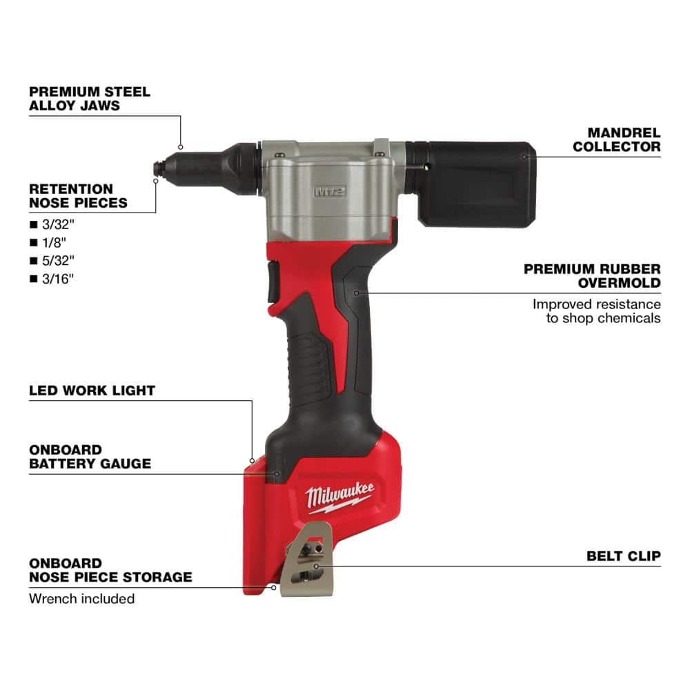 Milwaukee M12 12-Volt Lithium-Ion Cordless Rivet Tool with M12 CP High Output 2.5 Ah Battery Pack