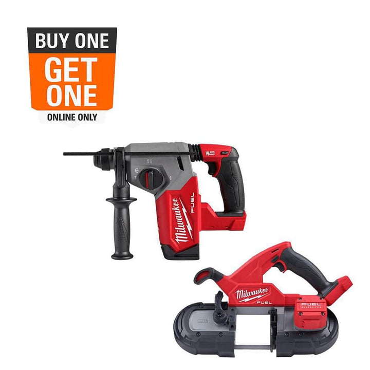 Milwaukee M18 FUEL 18V Brushless Cordless 1 in. SDS-Plus Rotary Hammer with Compact Band Saw (2-Tool)