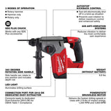 Milwaukee M18 FUEL 18V Lithium-Ion Brushless Cordless 1 in. SDS-Plus Rotary Hammer with Grinder and Two 6.0 Ah Batteries