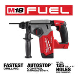 Milwaukee M18 FUEL 18V Lithium-Ion Brushless Cordless 1 in. SDS-Plus Rotary Hammer with Grinder and Two 6.0 Ah Batteries