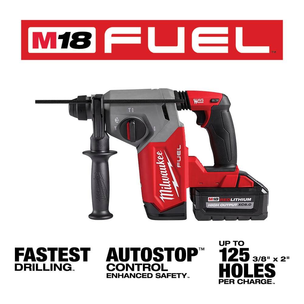 Milwaukee M18 FUEL 18V Lithium‑Ion Brushless 1 in. Cordless SDS‑Plus Rotary Hammer Kit with Compact Band Saw, 2 XC6.0 Batteries and Charger