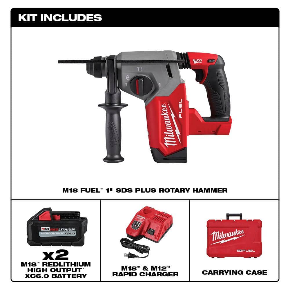 Milwaukee M18 FUEL 18V Lithium‑Ion Brushless 1 in. Cordless SDS‑Plus Rotary Hammer Kit with Oscillating Multi‑Tool