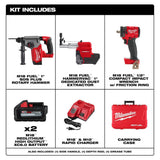 Milwaukee M18 FUEL 18-Volt Lithium-Ion Brushless 1 in. Cordless SDS-Plus Rotary Hammer Kit with FUEL 1/2 in. Impact Wrench (2 Batteries & Charger)