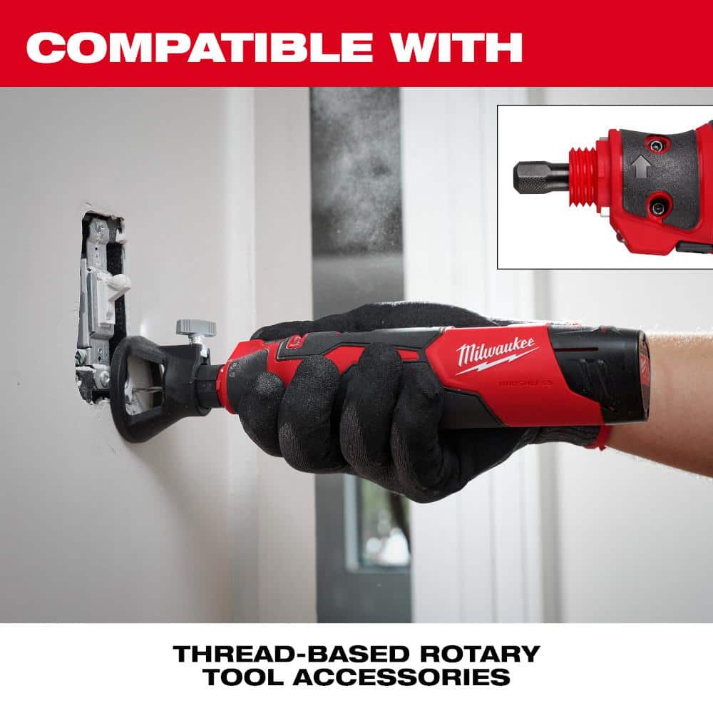 Milwaukee M12 12V Lithium-Ion Cordless Brushless Rotary Tool with M12 1400 Lumen ROCKET LED Stand Work Light (Tool-Only)