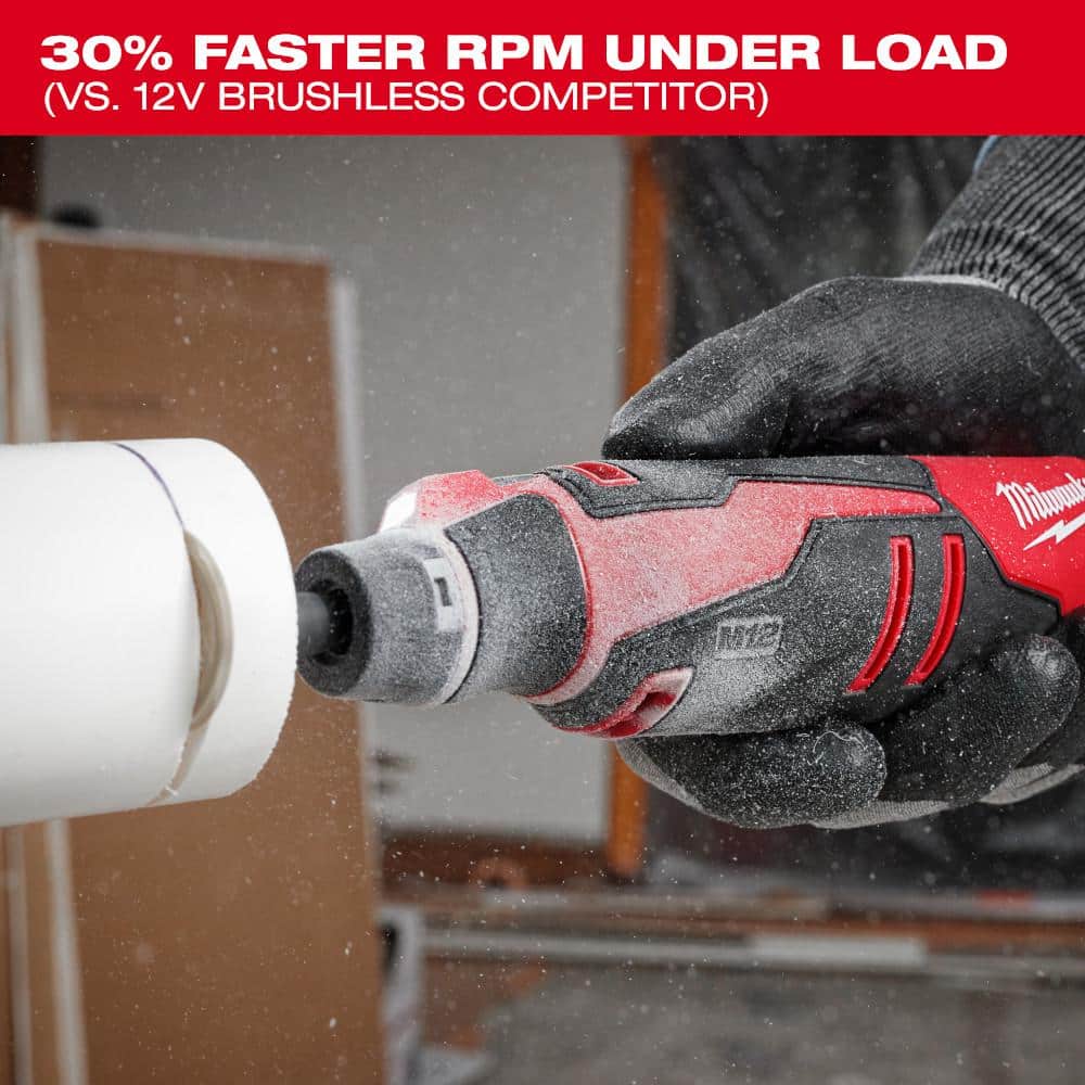 Milwaukee M12 12V Lithium-Ion Cordless Brushless Rotary Tool with M12 1400 Lumen ROCKET LED Stand Work Light (Tool-Only)